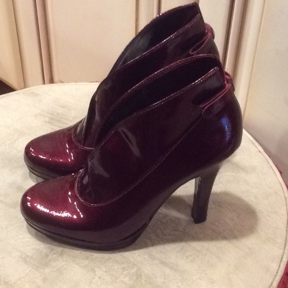 Jessica Simpson Burgundy Platform Shoes Sz 6.5 View 2